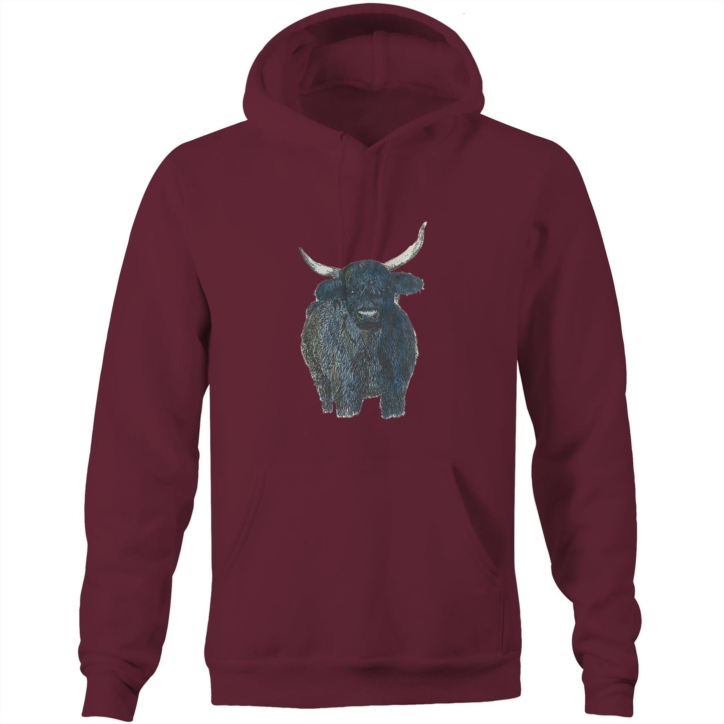 Cotton Pocket Hoodie - Highland cow