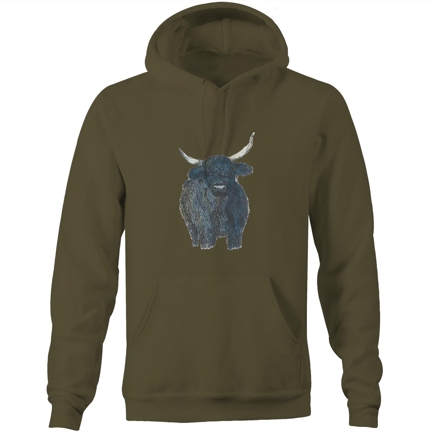 Cotton Pocket Hoodie - Highland cow